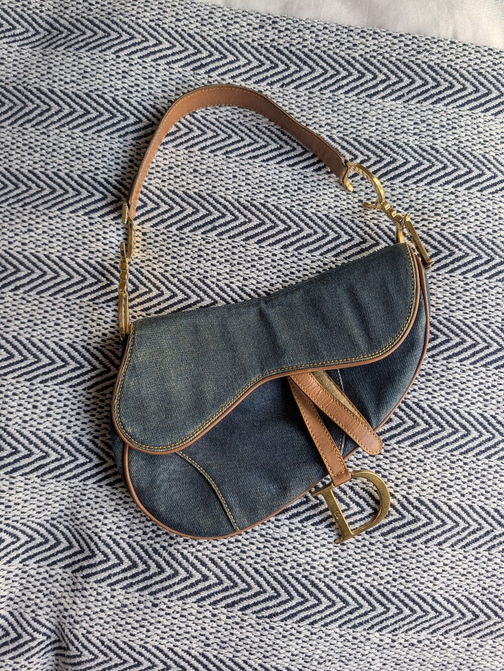Vintage Christian Dior Denim Saddle Bag
